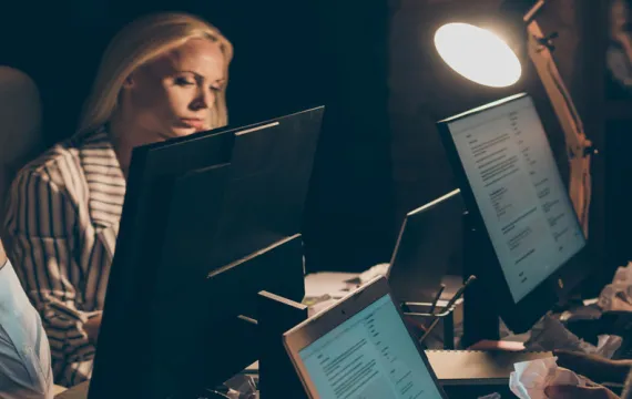 Young Entrepreneurs Working Late Night 
